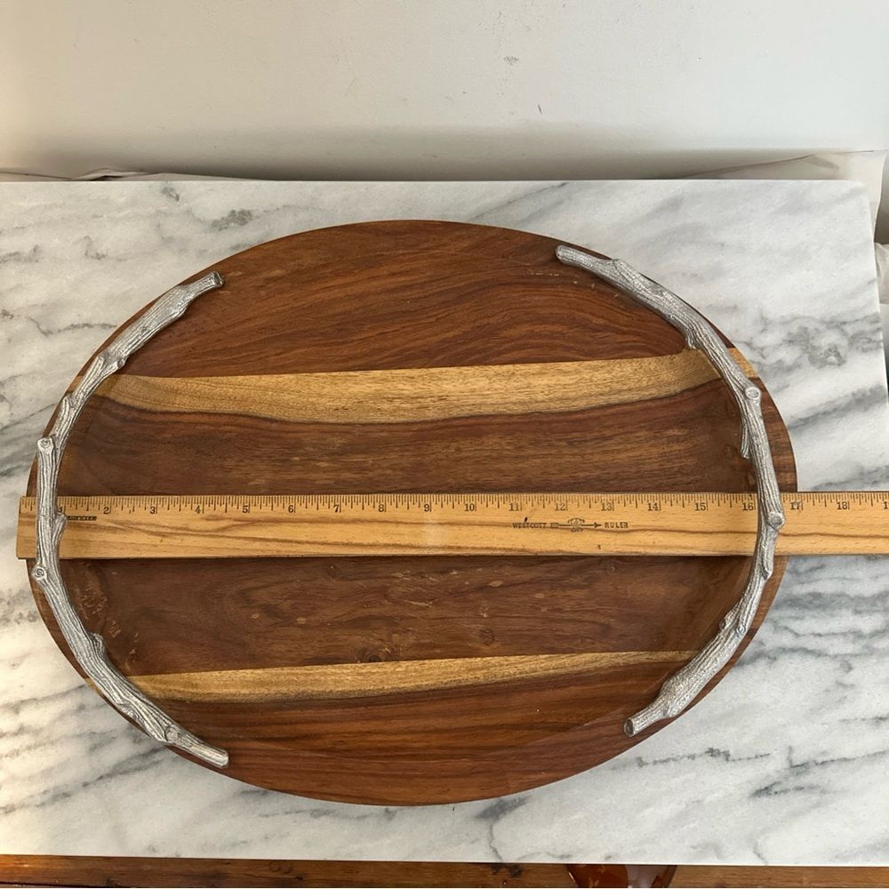 Martha Stewart Wooden Tray with Silver antler Handles - Picture 9 of 14